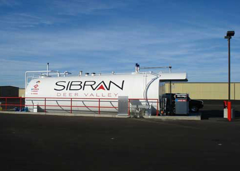 Image of the self serve fuel station tank being delivered to the Phoenix Deer Valley Airport